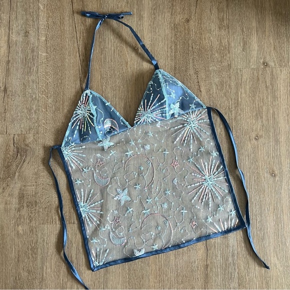 Handmade Y2K Fairycore Mermaid Embellished Halter Babydoll Backless Vest Top - S - Picture 5 of 8